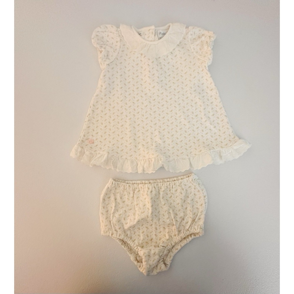 Ralph Lauren Girls 3M 2pc Knit Dress & Bloomers Set Ivory Floral